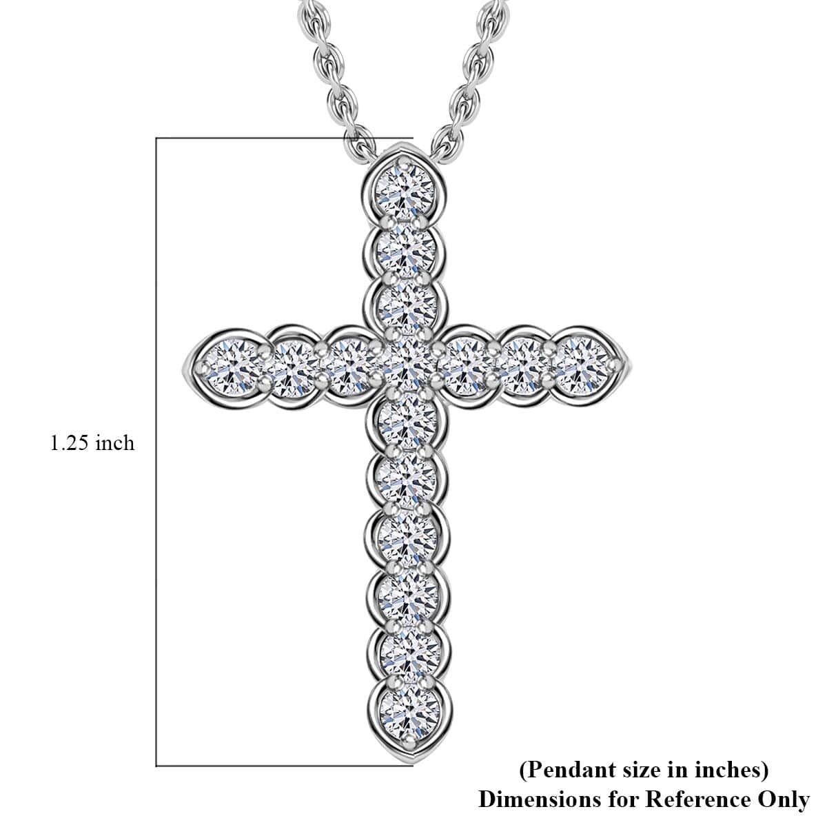 Luxuriant Lab Grown Diamond G SI 1.00 ctw Cross Pendant Necklace in Sterling Silver 18 Inches image number 4