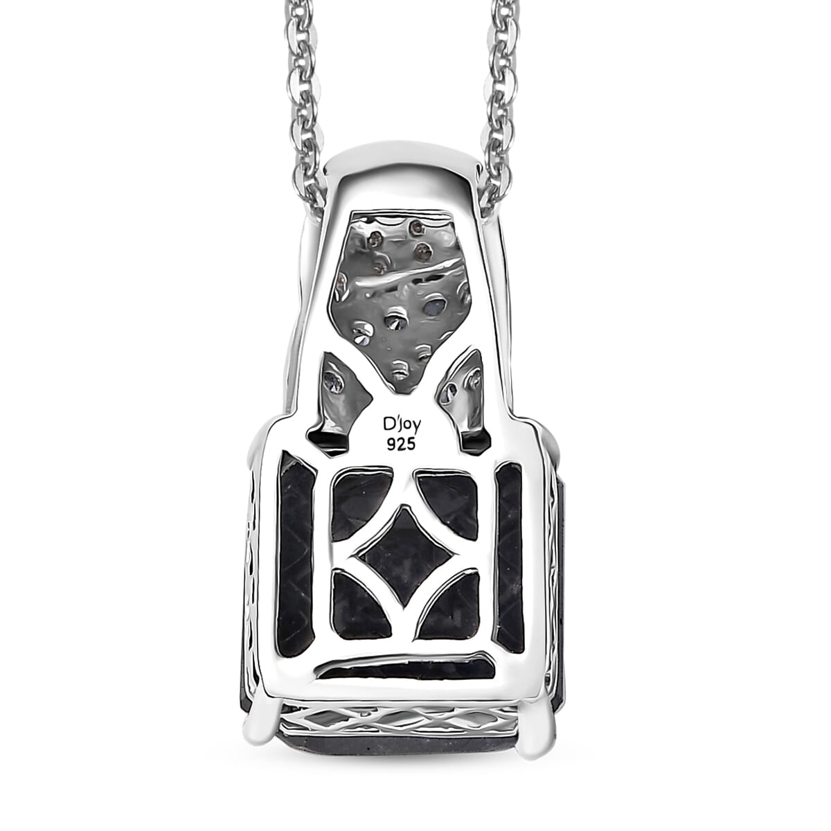 Asscher Cut Masoala Sapphire (D) and Multi Gemstone 11.25 ctw Majestic Wave Pendant Necklace 20 Inches in Rhodium Over Sterling Silver image number 4