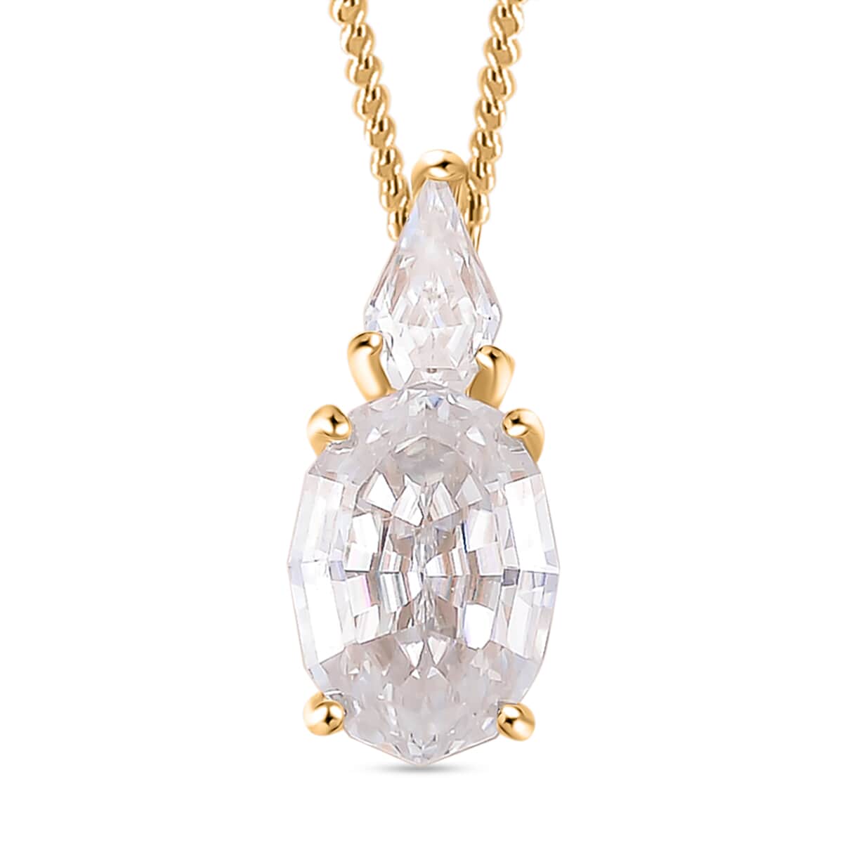 Step Cut Moissanite 2.80 ctw Pendant Necklace in 18K Vermeil Yellow Gold Over Sterling Silver 20 Inches image number 0