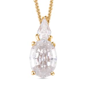 Step Cut Moissanite 2.80 ctw Pendant Necklace in 18K Vermeil Yellow Gold Over Sterling Silver 20 Inches