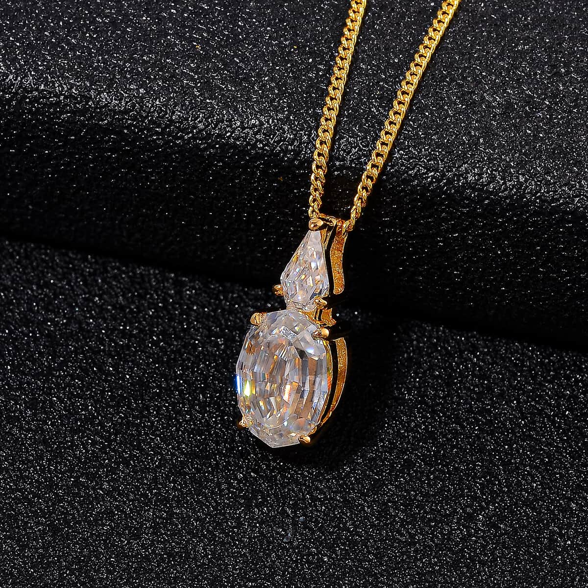 Step Cut Moissanite 2.80 ctw Pendant Necklace in 18K Vermeil Yellow Gold Over Sterling Silver 20 Inches image number 1