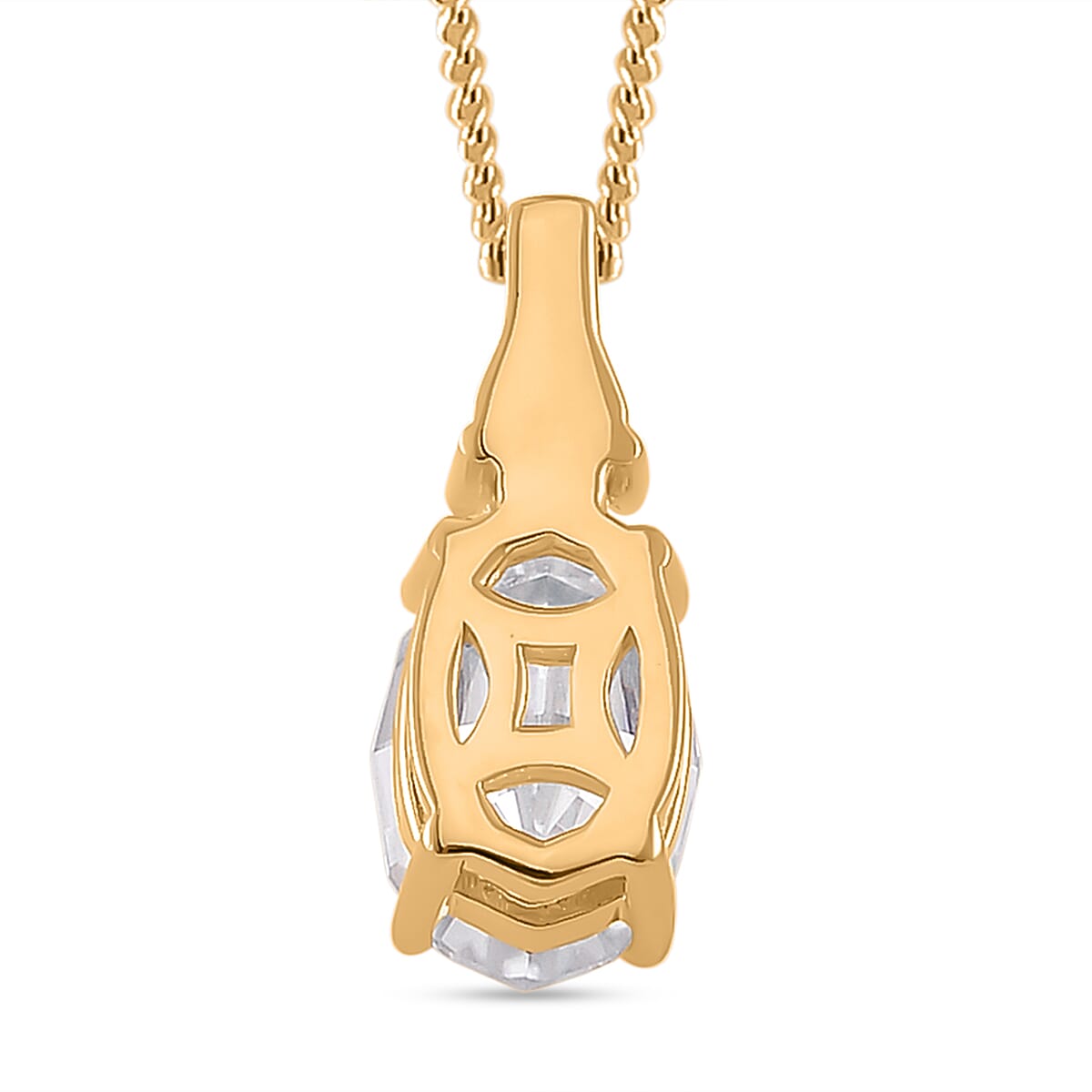 Step Cut Moissanite 2.80 ctw Pendant Necklace in 18K Vermeil Yellow Gold Over Sterling Silver 20 Inches