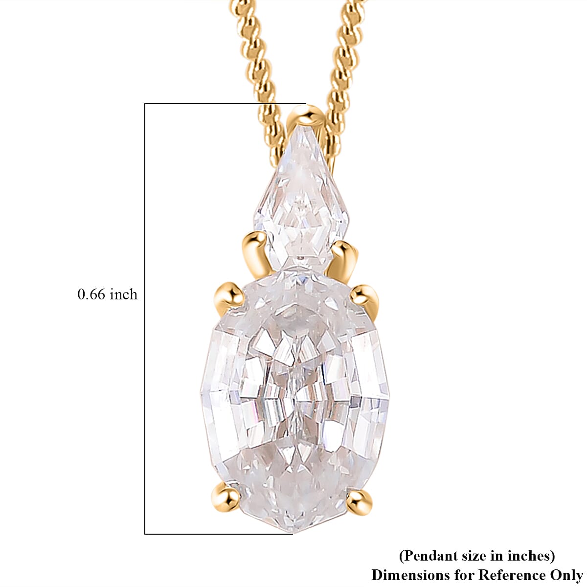 Step Cut Moissanite 2.80 ctw Pendant Necklace in 18K Vermeil Yellow Gold Over Sterling Silver 20 Inches