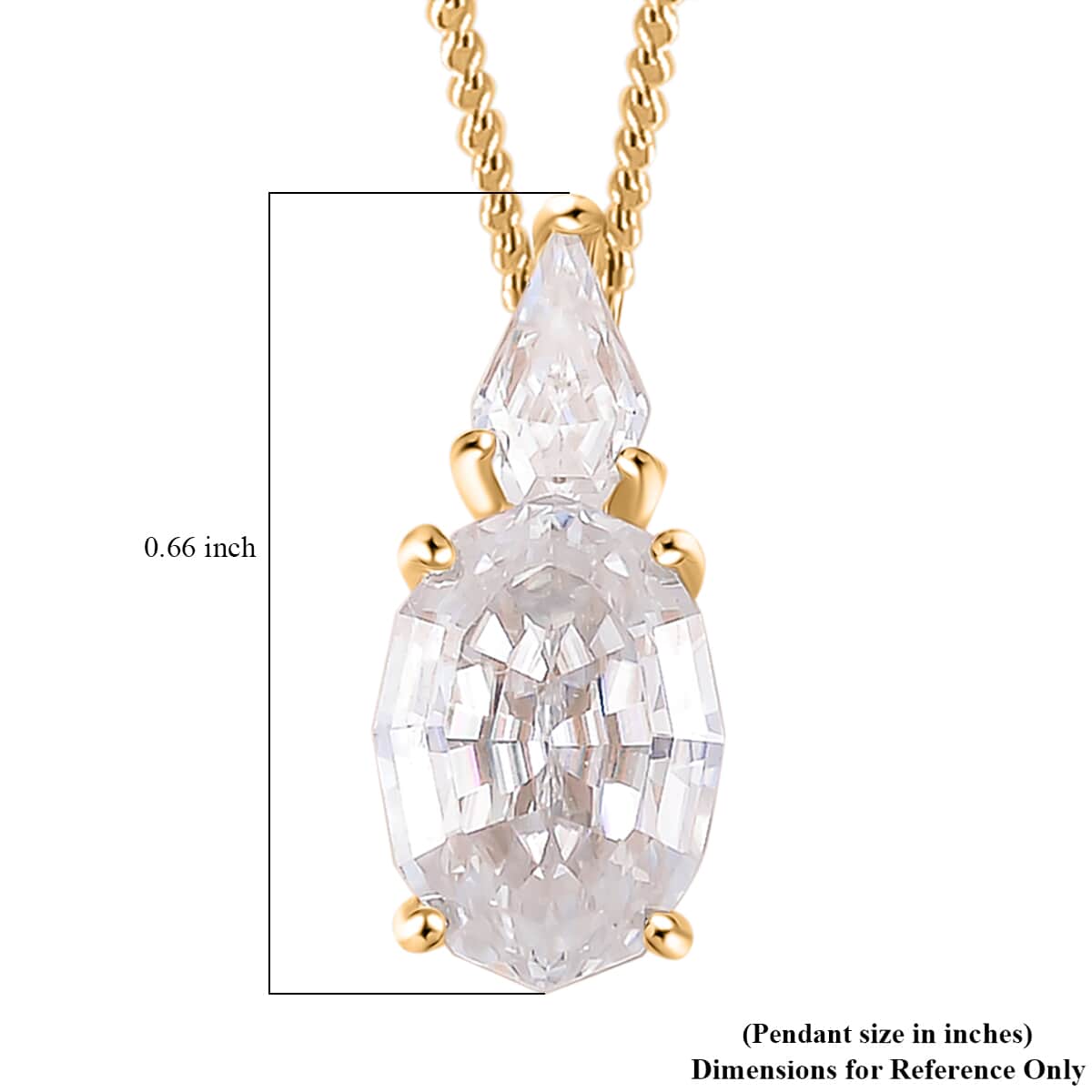 Step Cut Moissanite 2.80 ctw Pendant Necklace in 18K Vermeil Yellow Gold Over Sterling Silver 20 Inches image number 6