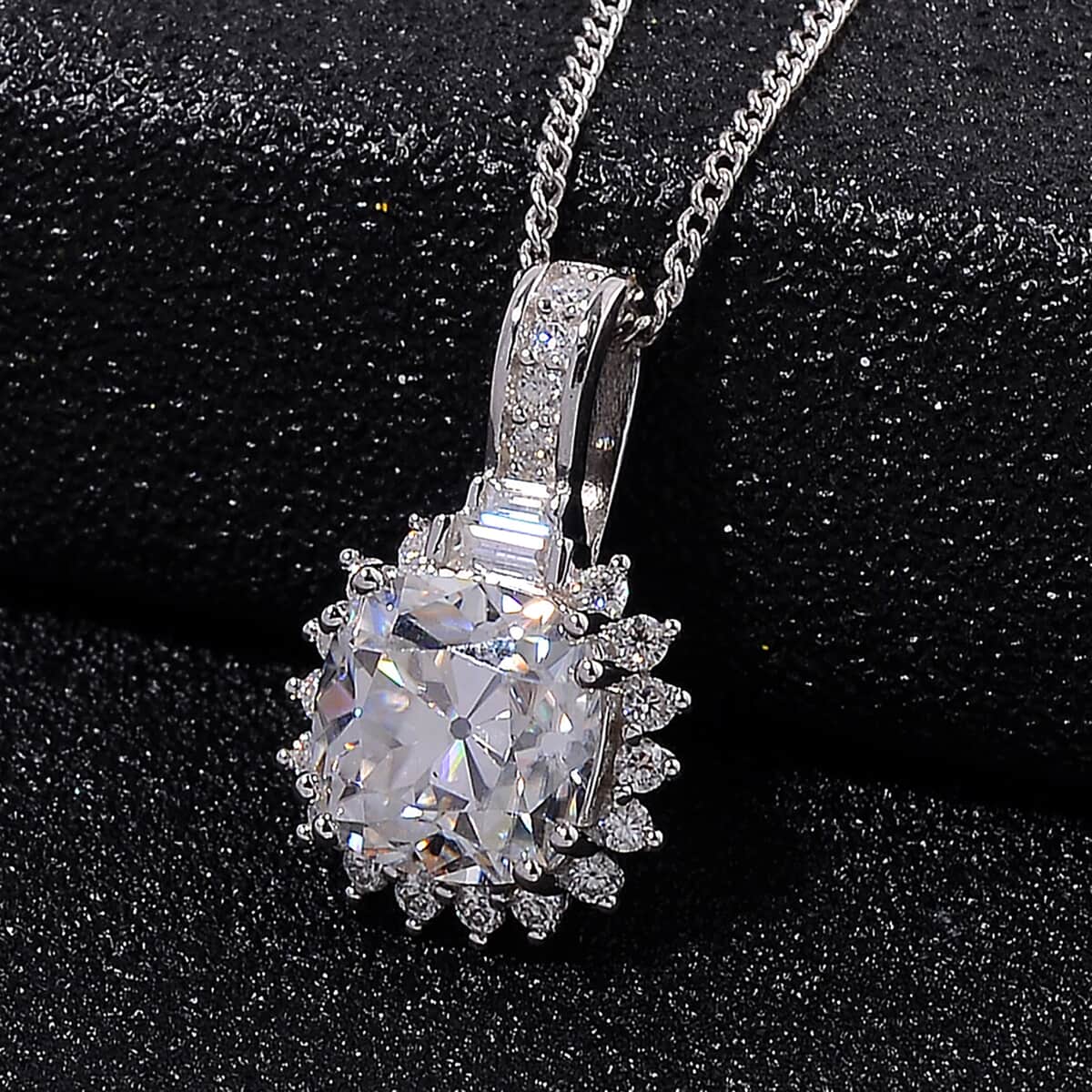 Old Mine Cut Moissanite 2.50 ctw Celestial Sparkle Pendant Necklace in Rhodium Over Sterling Silver 20 Inches image number 1