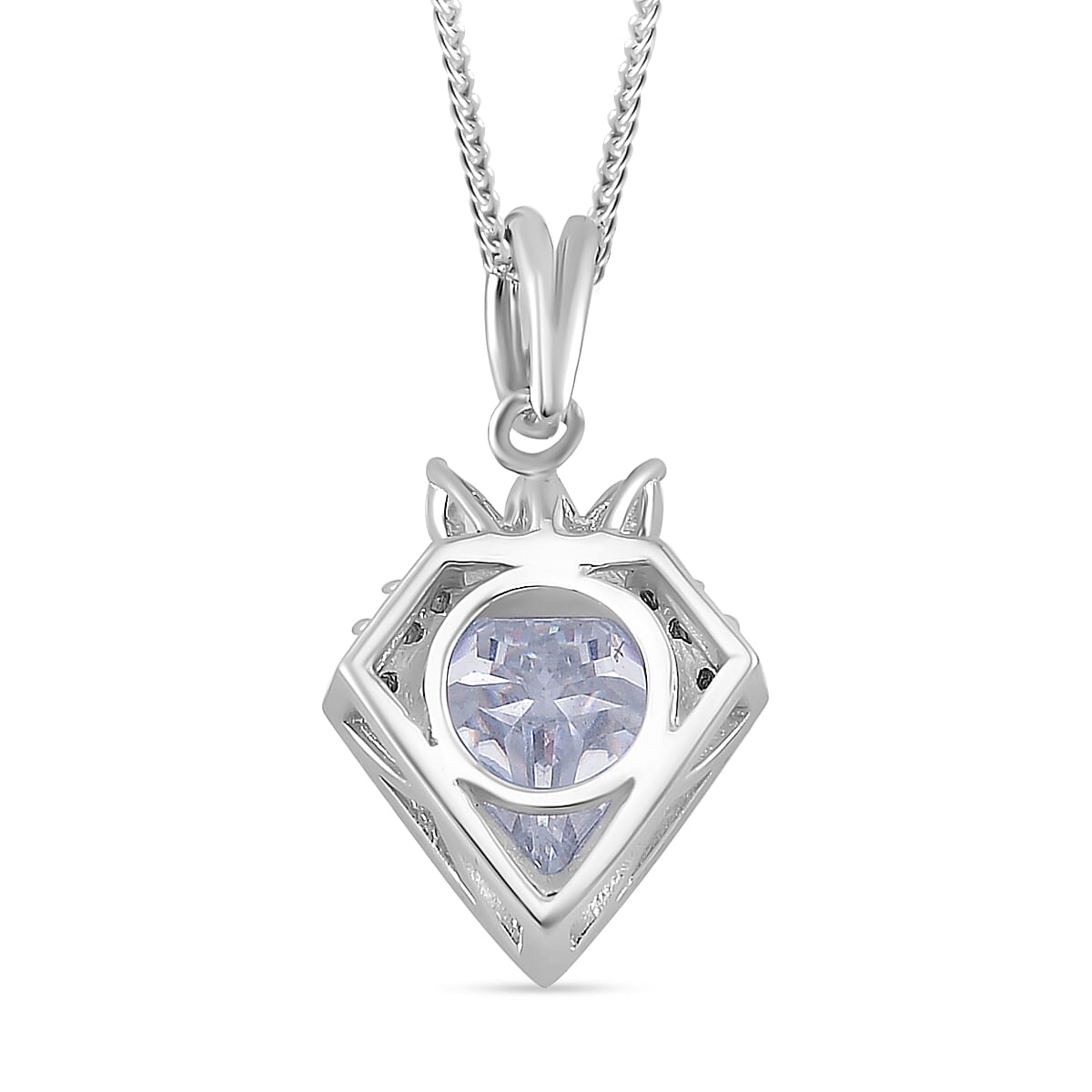 Diamond Cut Moissanite 2.10 ctw Pendant Necklace in Rhodium Over Sterling Silver 20 Inches