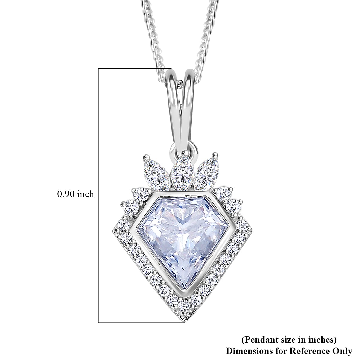 Diamond Cut Moissanite 2.10 ctw Pendant Necklace in Rhodium Over Sterling Silver 20 Inches