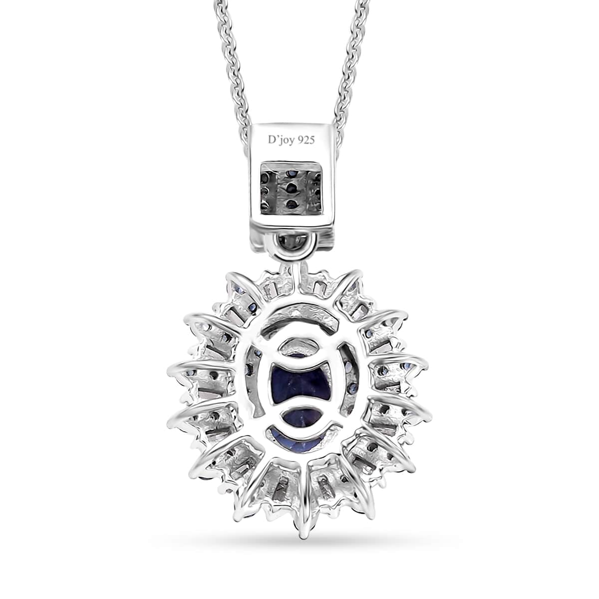 AAA Tanzanite, Blue Sapphire, Diamond 1.75 ctw Starlight Crown Pendant Necklace in Rhodium Over Sterling Silver 20 Inches image number 4