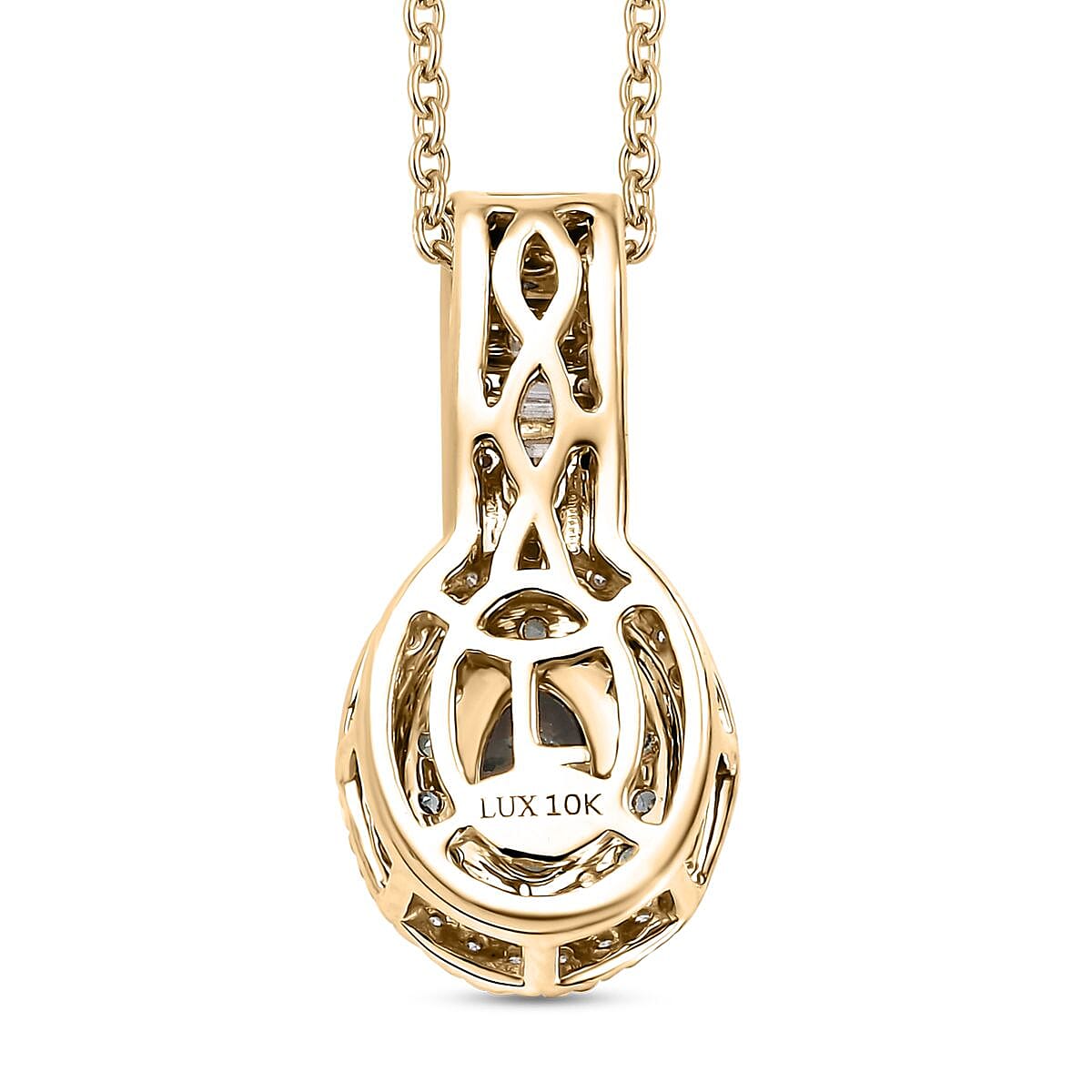 Luxoro AAA Narsipatnam Alexandrite and White Diamond 0.80 ctw Double Halo Pendant Necklace in 10K Yellow Gold 22 Inches