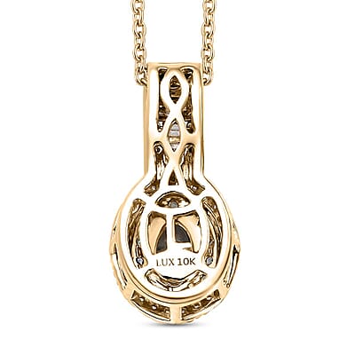 Luxoro AAA Narsipatnam Alexandrite and White Diamond 0.80 ctw Double Halo Pendant Necklace in 10K Yellow Gold 22 Inches