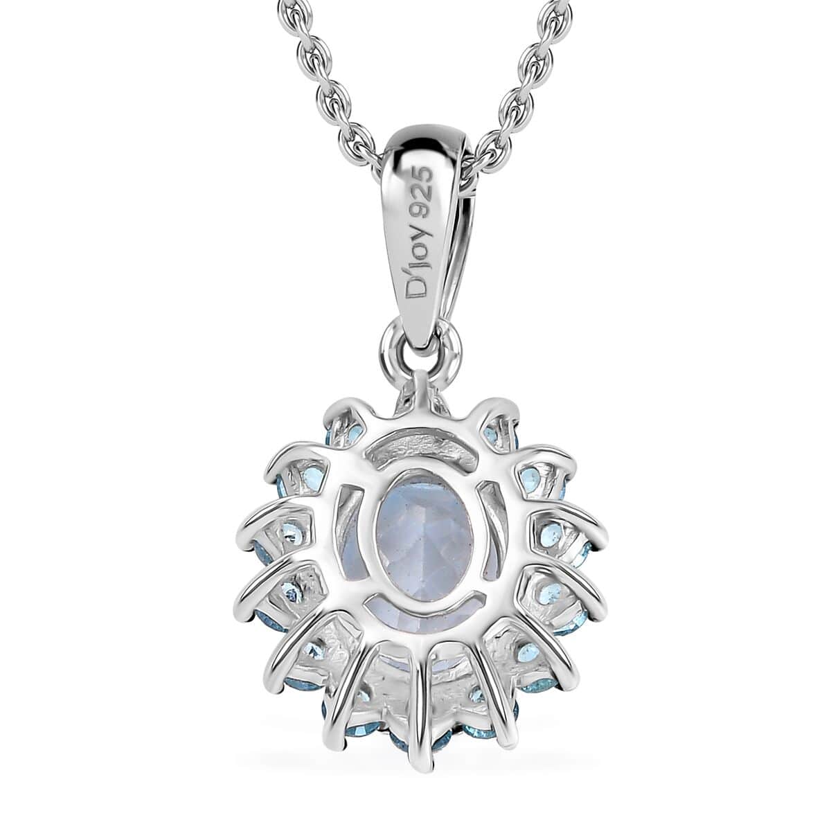 Signity Paraiba Topaz and Sky Blue Topaz 5.50 ctw Sunburst Ring (Size 7.0) and Pendant in Platinum Over Sterling Silver with Stainless Steel 20 Inches image number 8