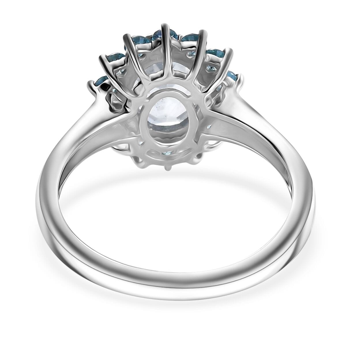 Signity Paraiba Topaz and Sky Blue Topaz 5.50 ctw Sunburst Ring (Size 8.0) and Pendant in Platinum Over Sterling Silver with Stainless Steel 20 Inches image number 5
