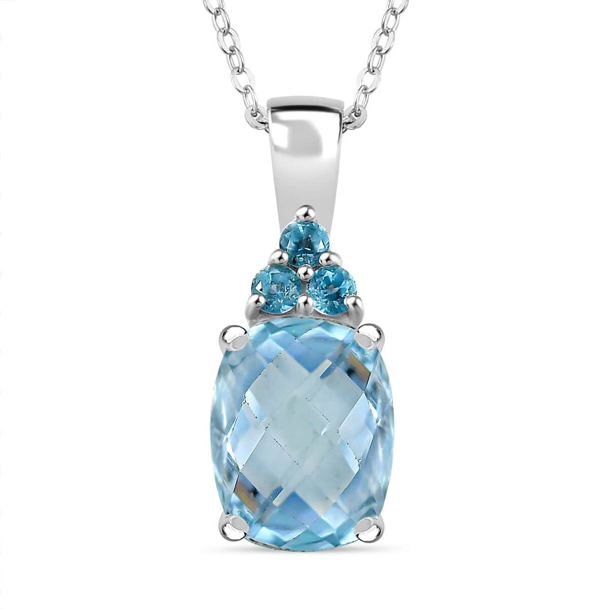 Sky Blue Topaz and Signity Pariaba Topaz 2.90 ctw Pendant Necklace in Platinum Over Sterling Silver 20 Inches image number 0