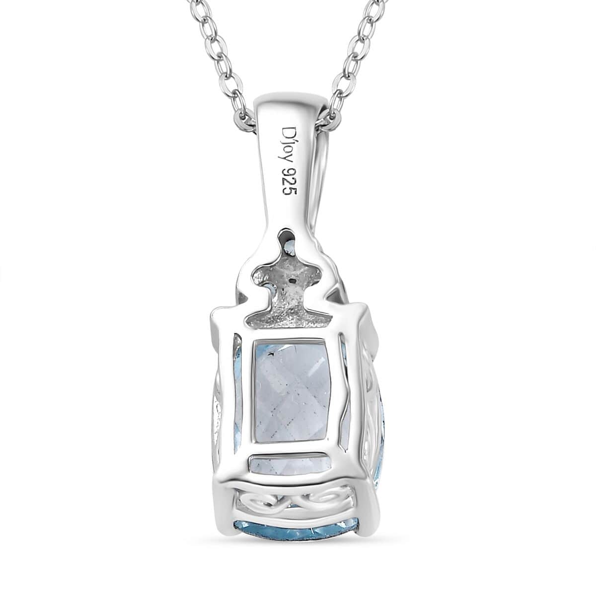 Sky Blue Topaz and Signity Pariaba Topaz 2.90 ctw Pendant Necklace in Platinum Over Sterling Silver 20 Inches image number 4