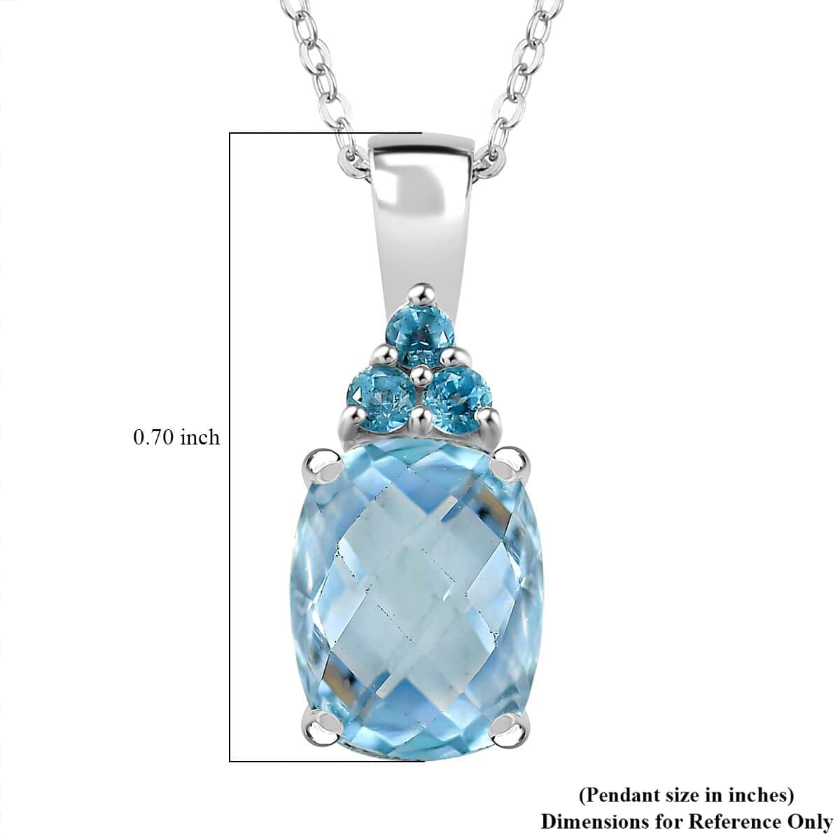 Sky Blue Topaz and Signity Pariaba Topaz 2.90 ctw Pendant Necklace in Platinum Over Sterling Silver 20 Inches image number 5