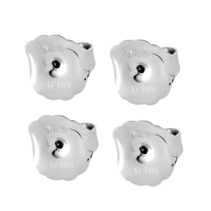 Set of 4 - Rhodium Over Sterling Silver 9mm Ear Nut 3.20 Grams