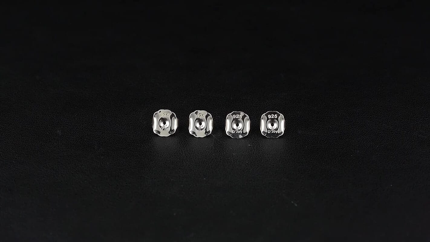 Set of 4 - Rhodium Over Sterling Silver 9mm Ear Nut (3.20 g)