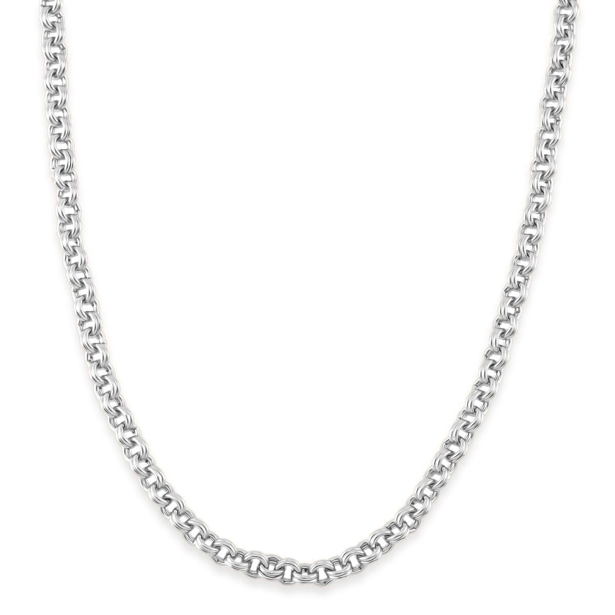Set of Oval Link Chain Necklace 20 Inches and Bracelet (7.5In) in Stainless Steel image number 2
