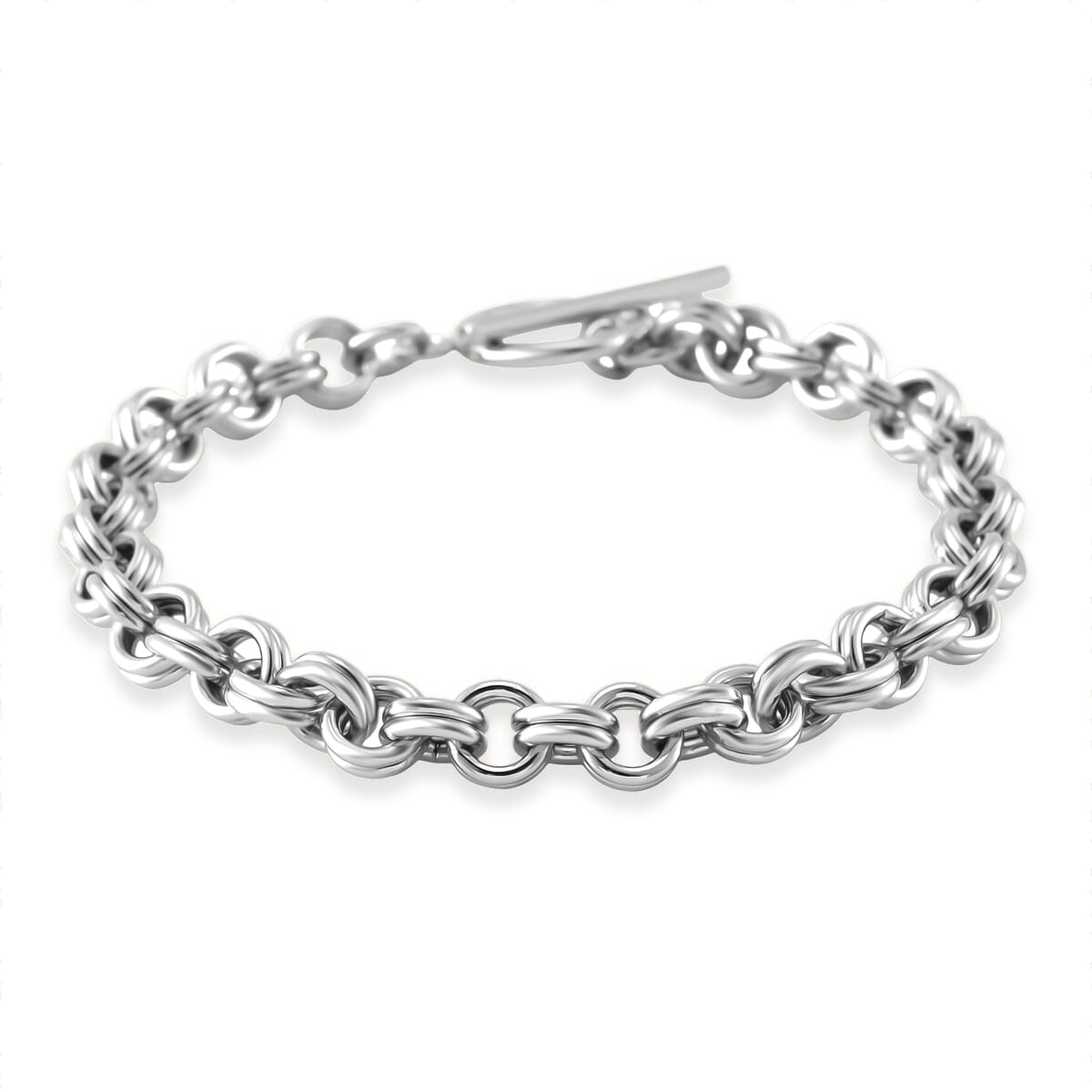 Set of Oval Link Chain Necklace 20 Inches and Bracelet (7.5In) in Stainless Steel image number 4