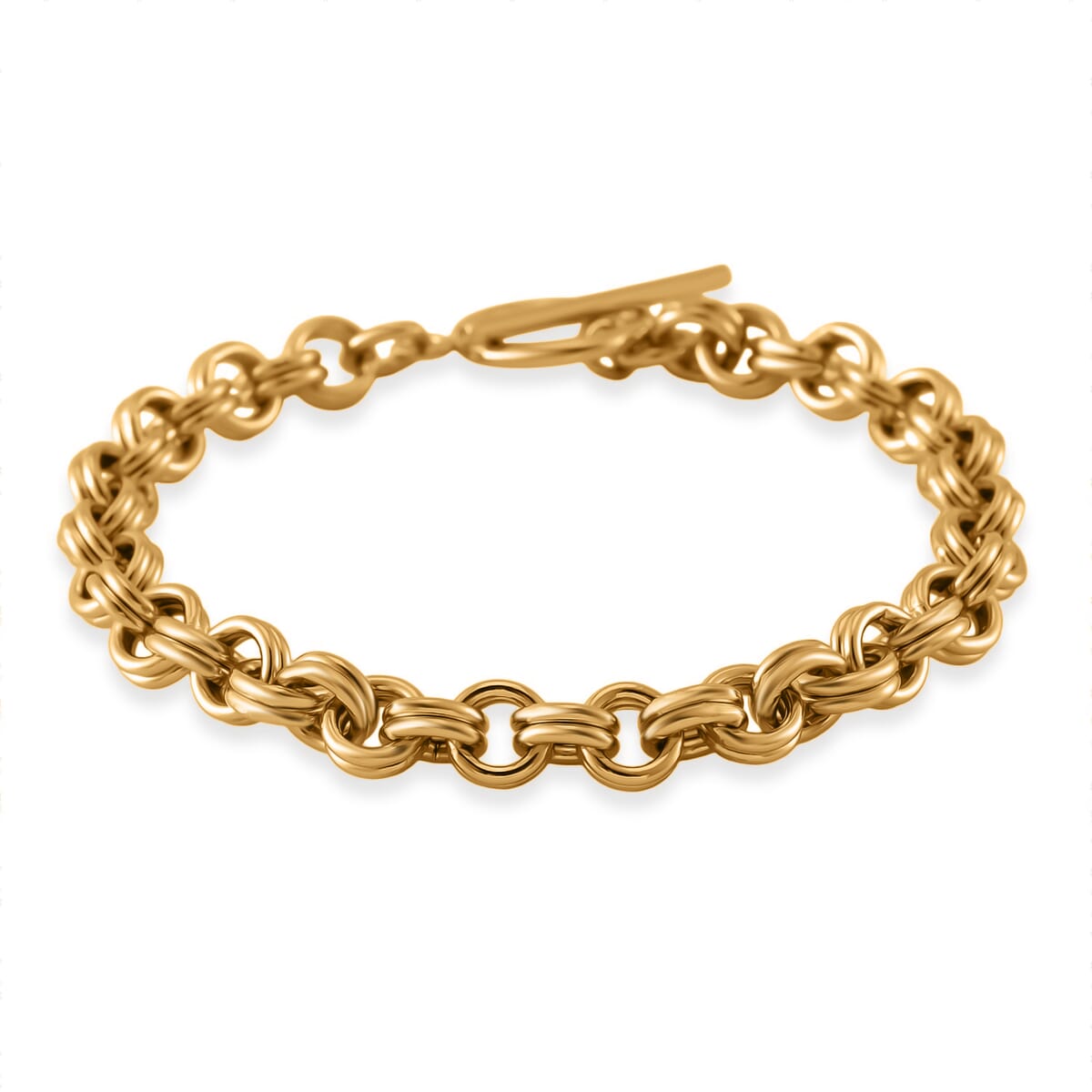 Set of Oval Link Chain Necklace 20 Inches and Bracelet (7.5In) in ION Plated YG Stainless Steel  image number 4