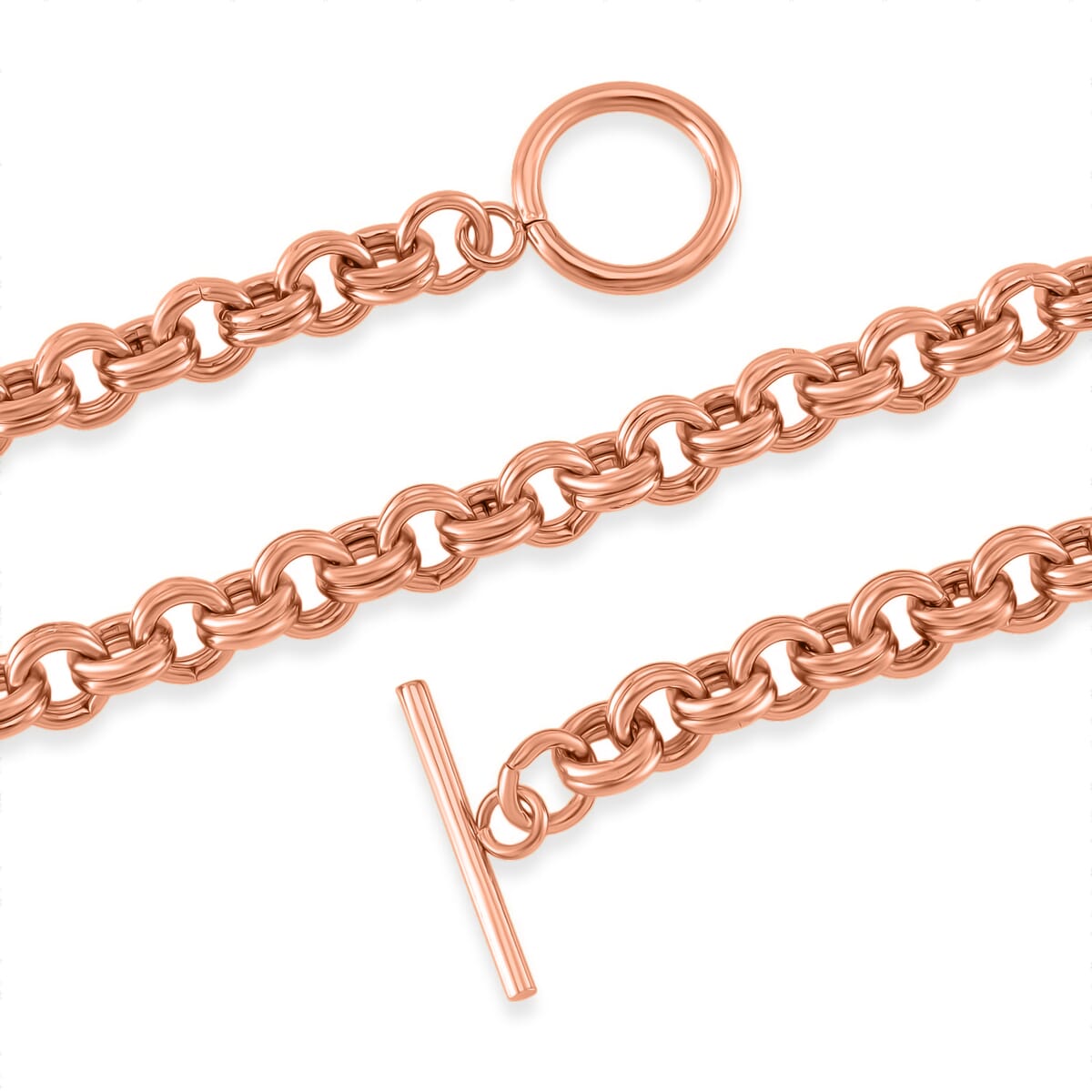 Set of Necklace 20 Inches and Bracelet (7.5In) in ION Platede RG Stainless Steel image number 3