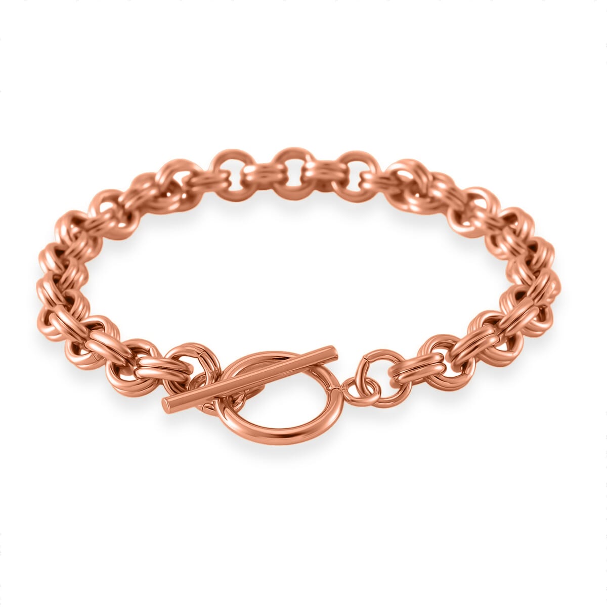 Set of Necklace 20 Inches and Bracelet (7.5In) in ION Platede RG Stainless Steel image number 5