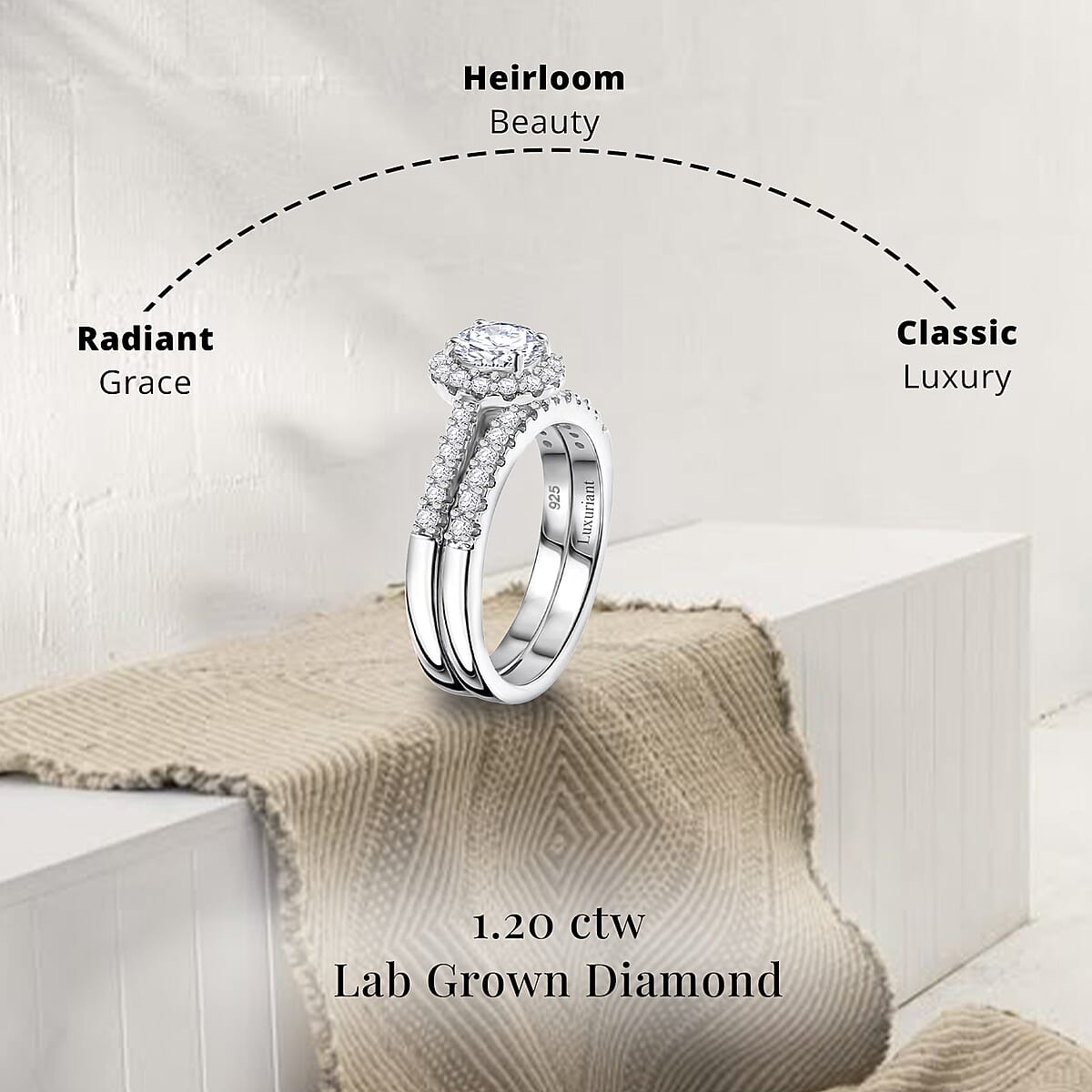 Luxuriant Lab Grown Diamond SI 1.20 ctw Stackable Set of 2 Ring in Rhodium Over Sterling Silver (Size 6.0) image number 4