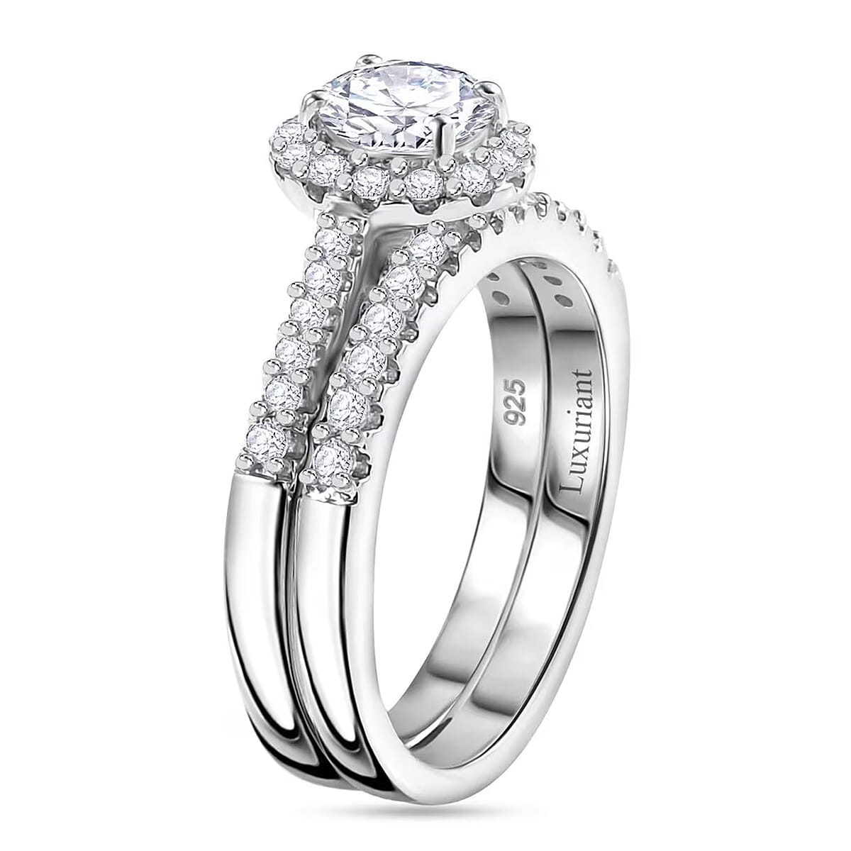 Luxuriant Lab Grown Diamond SI 1.20 ctw Stackable Set of 2 Ring in Rhodium Over Sterling Silver (Size 6.0) image number 8