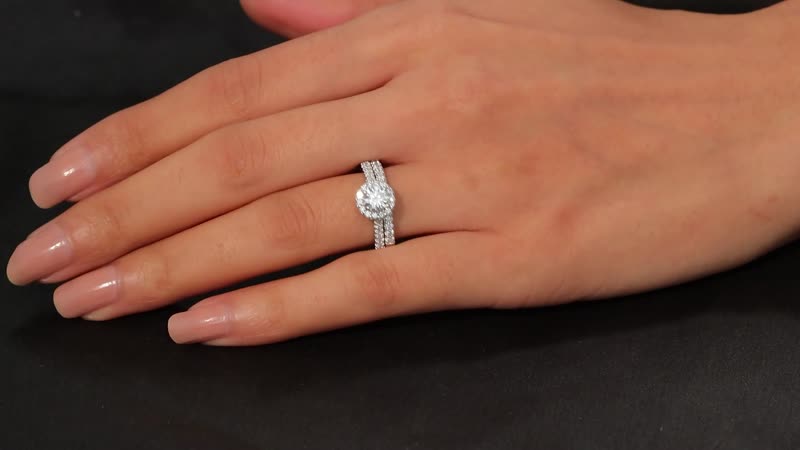 Luxuriant Lab Grown Diamond Stackable Set of 2 Ring in Rhodium Over Sterling Silver (Size 7.0) 1.20 ctw