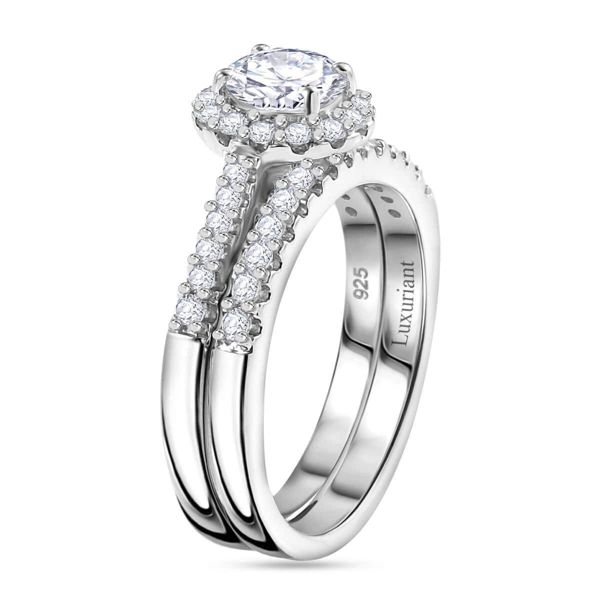 Luxuriant Lab Grown Diamond SI 1.20 ctw Stackable Set of 2 Ring in Rhodium Over Sterling Silver (Size 7.0) image number 3