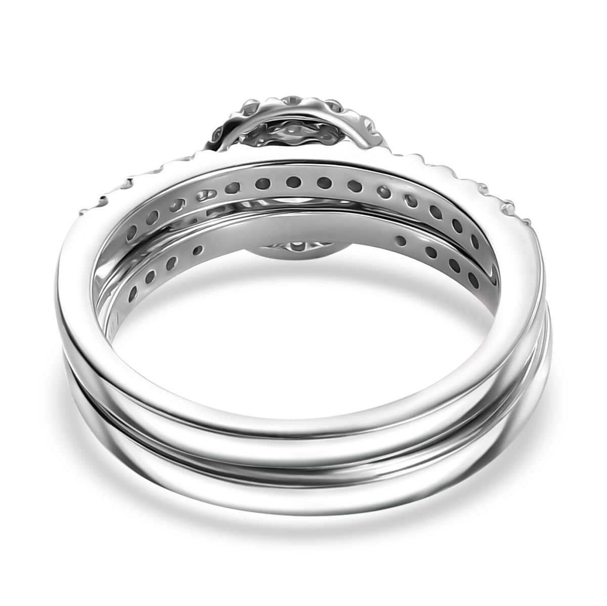 Luxuriant Lab Grown Diamond SI 1.20 ctw Stackable Set of 2 Ring in Rhodium Over Sterling Silver (Size 7.0) image number 4