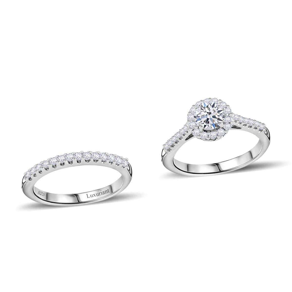 Luxuriant Lab Grown Diamond SI 1.20 ctw Stackable Set of 2 Ring in Rhodium Over Sterling Silver (Size 7.0) image number 5