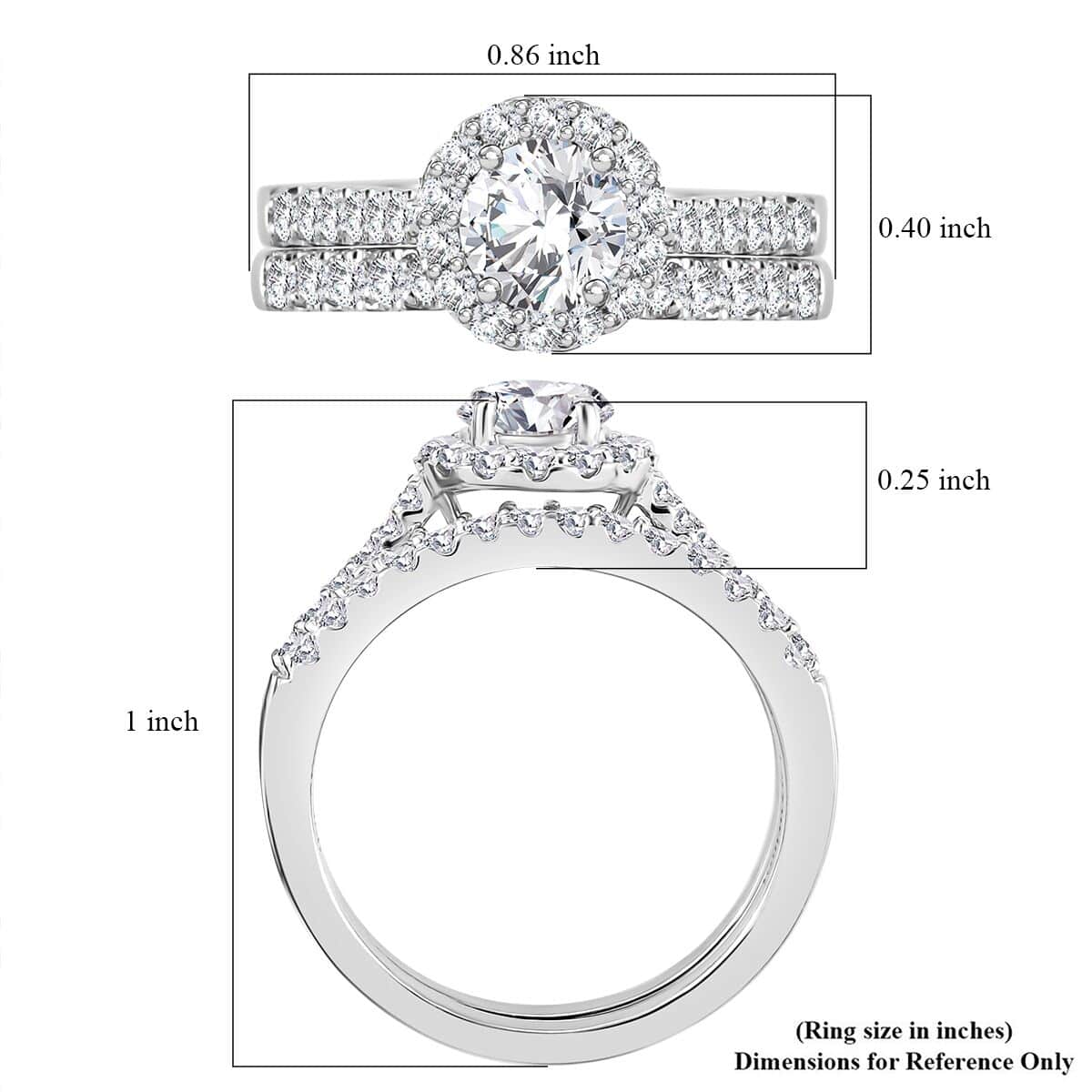 Luxuriant Lab Grown Diamond SI 1.20 ctw Stackable Set of 2 Ring in Rhodium Over Sterling Silver (Size 7.0) image number 6