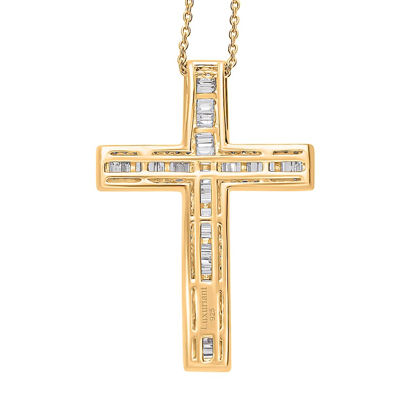 Luxuriant Lab Grown Diamond 1.00 ctw Pendant Necklace in Vermeil Yellow Gold Over Sterling Silver 20 Inches