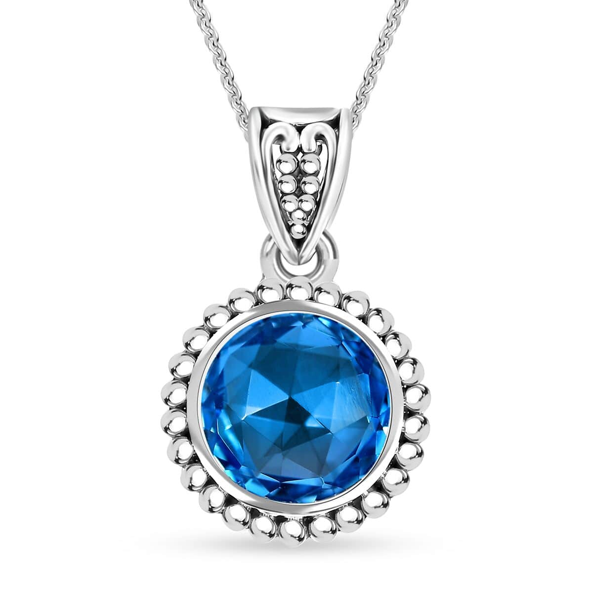 Electric Blue Topaz 3.75 ctw Celestial Bloom Pendant Necklace in Rhodium Over Sterling Silver 20 Inches image number 0