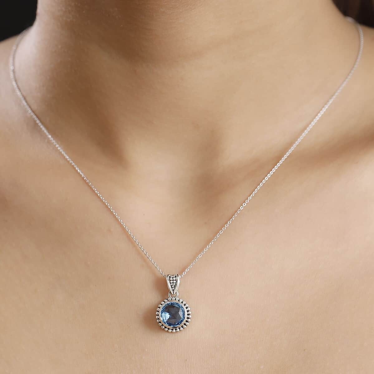 Electric Blue Topaz 3.75 ctw Celestial Bloom Pendant Necklace in Rhodium Over Sterling Silver 20 Inches image number 2