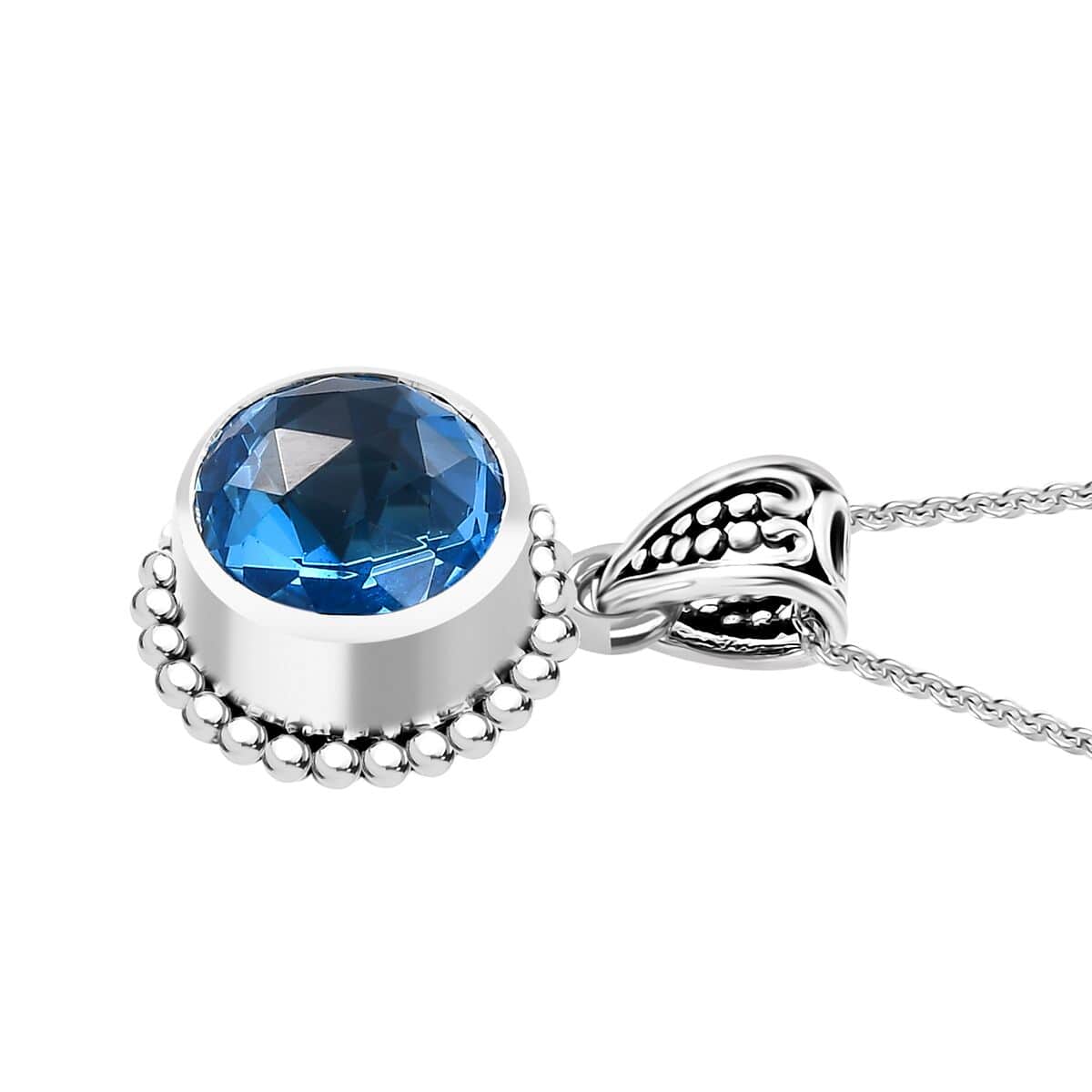 Electric Blue Topaz 3.75 ctw Celestial Bloom Pendant Necklace in Rhodium Over Sterling Silver 20 Inches image number 3