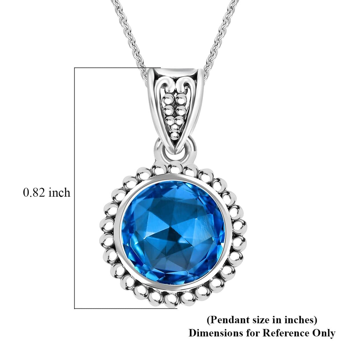 Electric Blue Topaz 3.75 ctw Celestial Bloom Pendant Necklace in Rhodium Over Sterling Silver 20 Inches image number 6