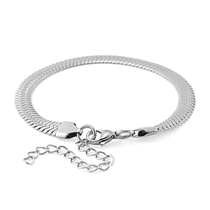 Simulated Diamond Set of 2 Tennis and Herringbone Bracelet in Stainless Steel (7.50-9.0In)