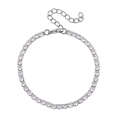 Simulated Diamond Set of 2 Tennis and Herringbone Bracelet in Stainless Steel (7.50-9.0In)