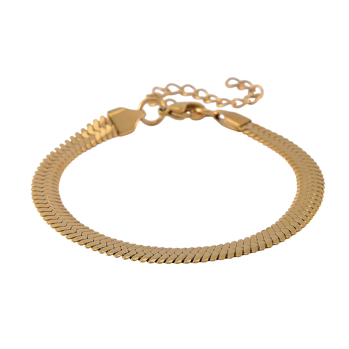 Simulated Champagne Diamond Set of 2 Tennis and Herringbone Bracelet in ION Plated YG Stainless Steel (7.50-9.0In) image number 3