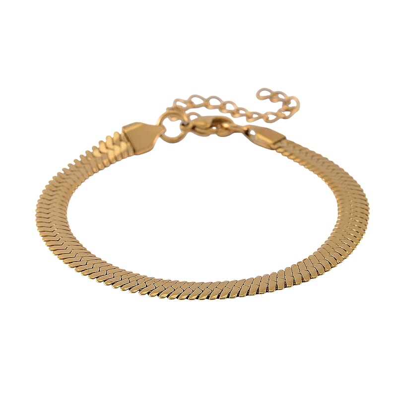 Simulated Champagne Diamond Set of 2 Tennis and Herringbone Bracelet in ION Plated YG Stainless Steel (7.50-9.0In)