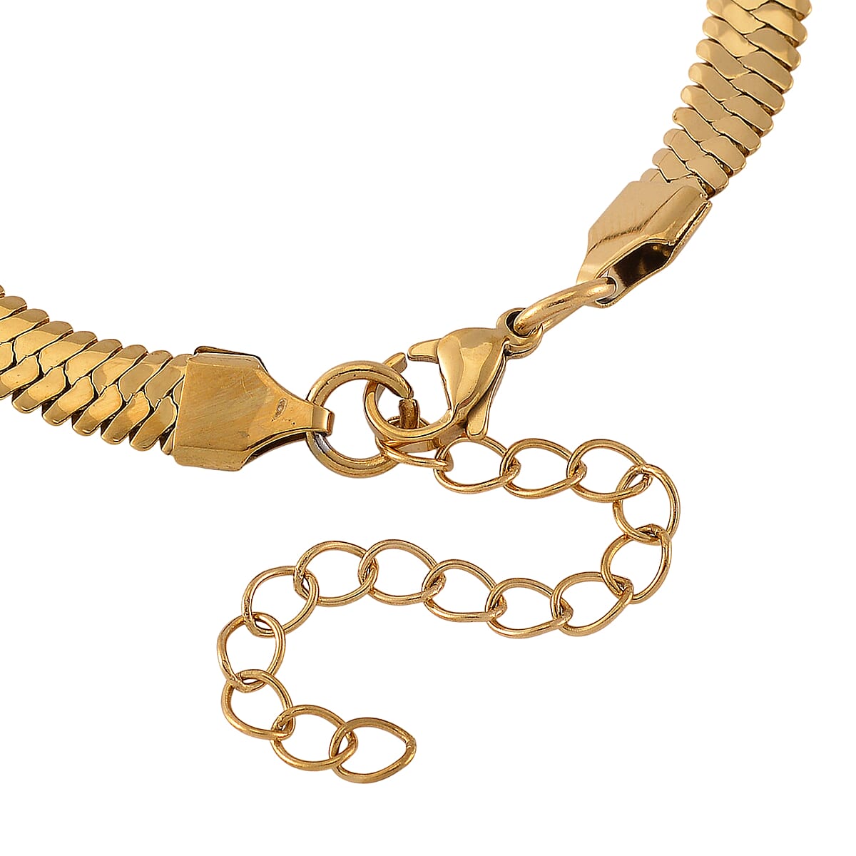 Simulated Champagne Diamond Set of 2 Tennis and Herringbone Bracelet in ION Plated YG Stainless Steel (7.50-9.0In) image number 4