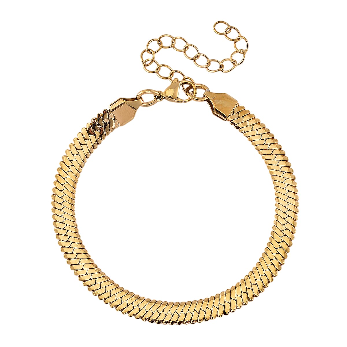 Simulated Champagne Diamond Set of 2 Tennis and Herringbone Bracelet in ION Plated YG Stainless Steel (7.50-9.0In) image number 5