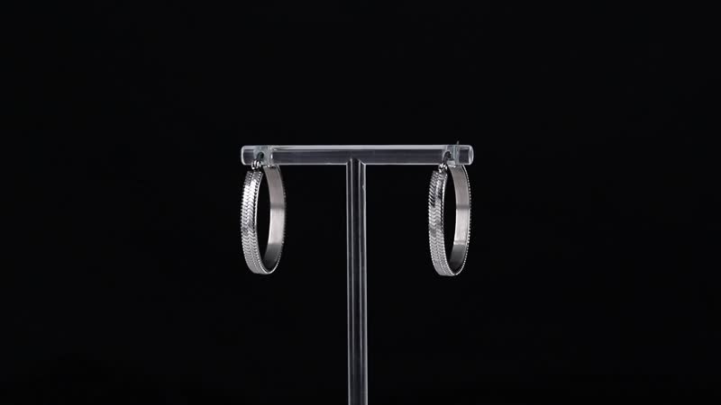 One Time Only Simulated Diamond Set of 2 Hoop Earrings in Stainless Steel 6.00 ctw