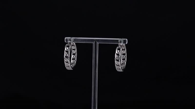 Set of 2 Simulated Pink Diamond and Curb Hoop Earrings in ION Plated YG Stainless Steel