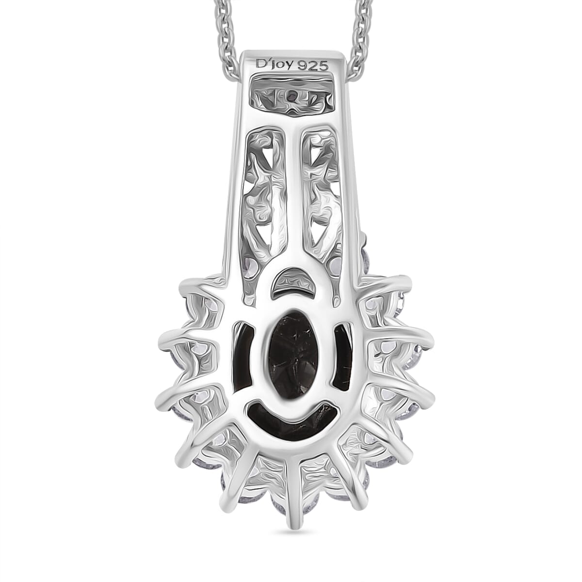 Elite Shungite and White Zircon 1.90 ctw Pendant Necklace in 18K Vermeil YG and Rhodium Over Sterling Silver 20 Inches image number 4
