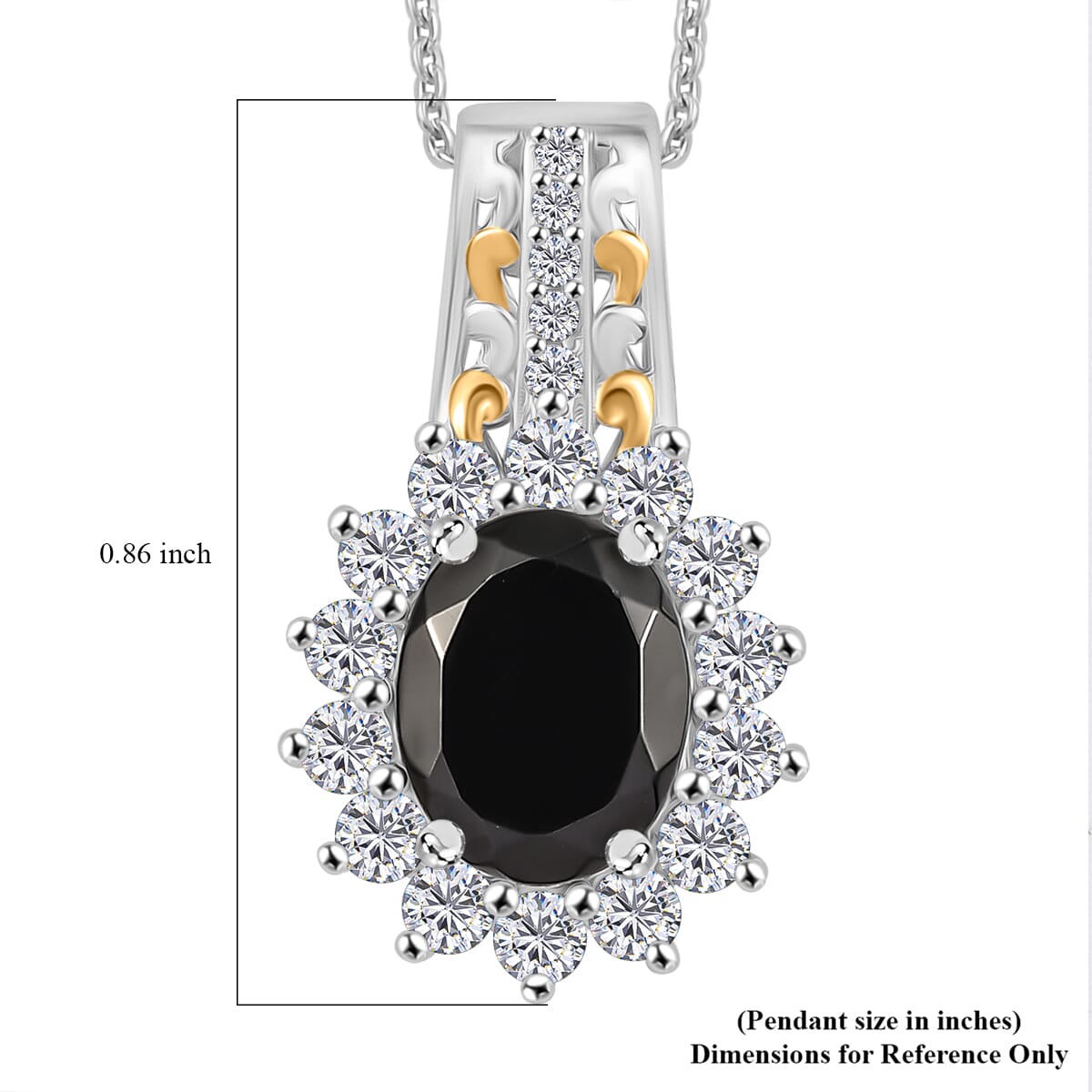 Elite Shungite and White Zircon 1.90 ctw Pendant Necklace in 18K Vermeil YG and Rhodium Over Sterling Silver 20 Inches image number 6