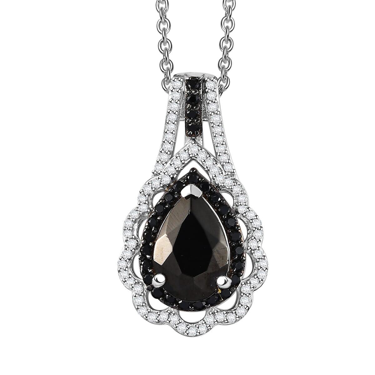 Karis Elite Shungite and Multi Gemstome 1.70 ctw Pendant in Platinum Bond with Stainless Steel Necklace 20 Inches image number 0