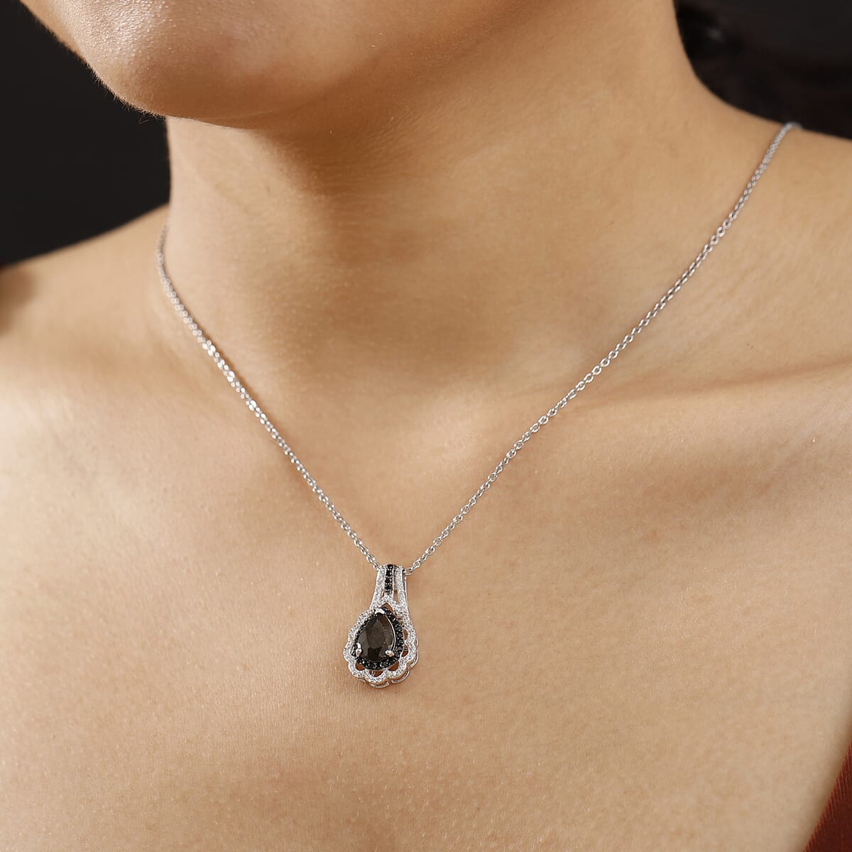 Karis Elite Shungite and Multi Gemstome 1.70 ctw Pendant in Platinum Bond with Stainless Steel Necklace 20 Inches image number 2